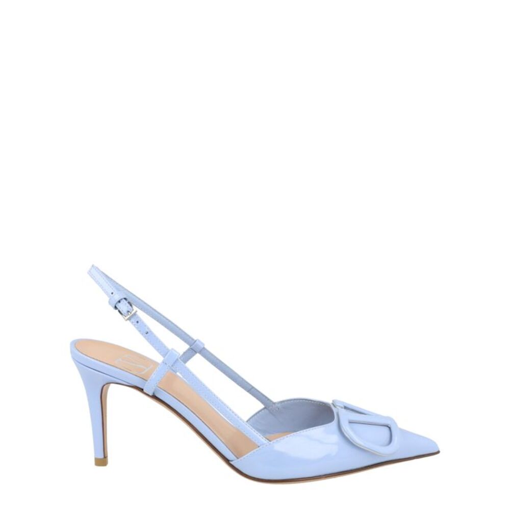 Valentino VLogo Signature Patent Leather Pumps Blue Womens